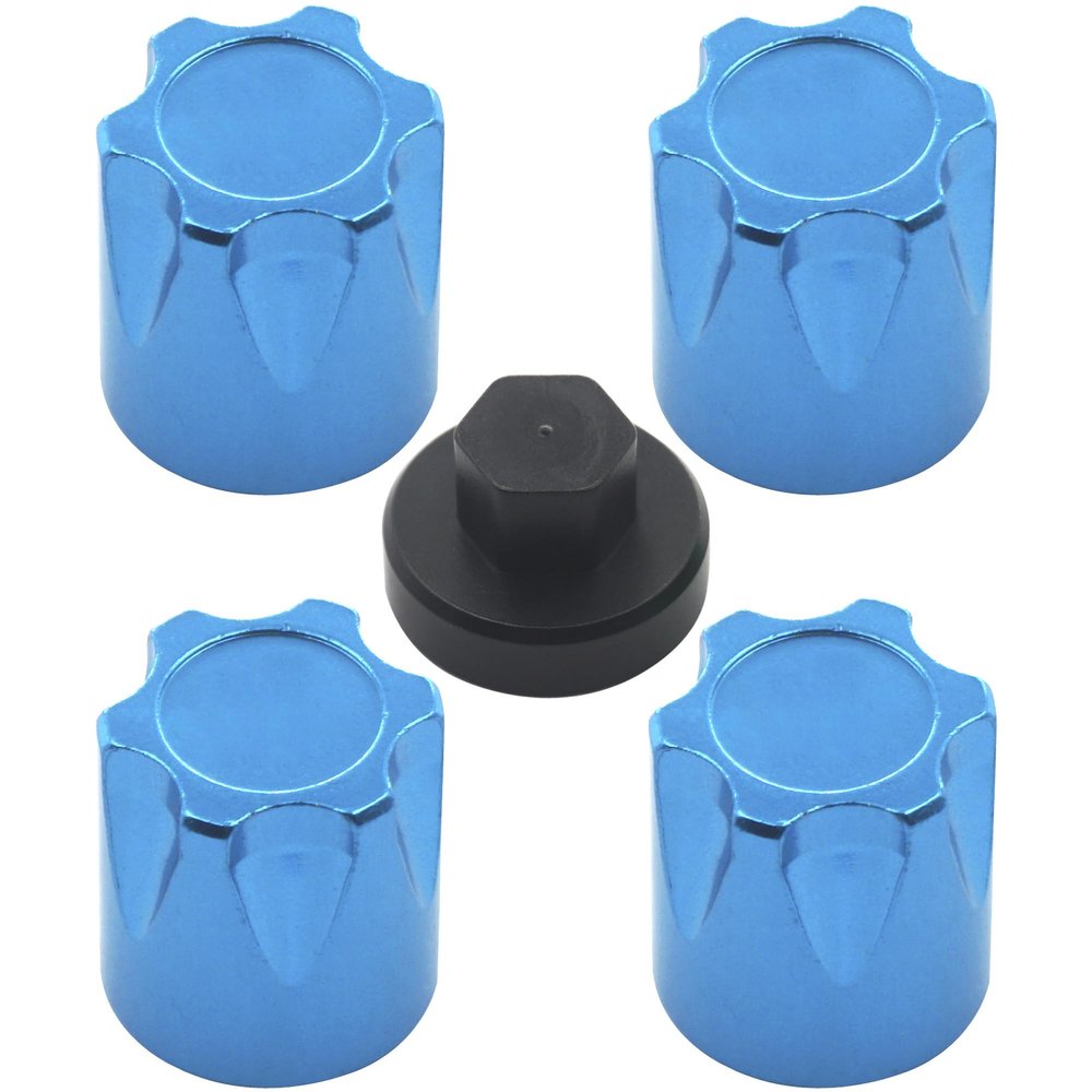 4PCS Share Goo Aluminium RC M4 Wheel Nut,RC Car Dustproof Wheel Rim Center Cap Hub Compatible with Traxxas TRX4 Axial SCX10 90046 D90 Tamiya Redcat HPI 1/10 RC Crawler Car (Blue)