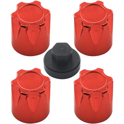 4PCS Share Goo Aluminium RC M4 Wheel Nut,RC Car Dustproof Wheel Rim Center Cap Hub Compatible with Traxxas TRX4 Axial SCX10 90046 D90 Tamiya Redcat HPI 1/10 RC Crawler Car (Red)