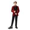 Sxfashbrd Boys Velvet Blazer Tuxedos 2 Pieces Suit Slim Fit Jacket Coats Formal Party Outerwear Costume Dark Red view 1