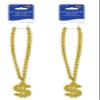 Beistle 53649 Plastic Chain Necklaces With $ Medallion 2 Piece 80's Party Supplies Casino Favors, 38", Gold view 2