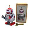Charmgle Wind-up Robot Toy Clockwork Walking Alien Drummer Toys Handmade Novelty Birthday Gifts Home Decoration Silver view 1