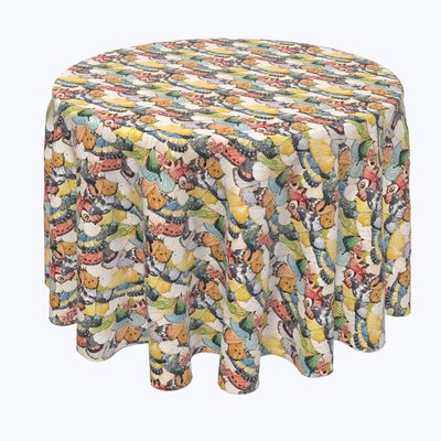 Fabric Textile Products, Machine Washable, 100% Milliken Polyester, Tablecloths, Table Runners, Napkins, & Outdoor Tablecloths, Close Up Butterflies (60" Round)
