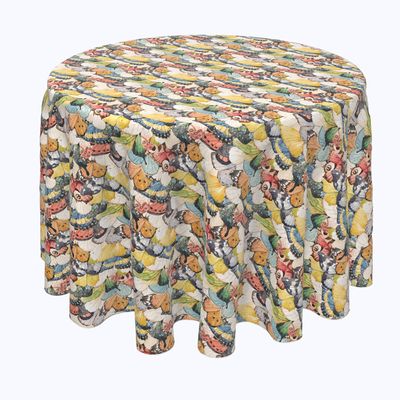Fabric Textile Products, Machine Washable, 100% Milliken Polyester, Tablecloths, Table Runners, Napkins, & Outdoor Tablecloths, Close Up Butterflies (120" Round)