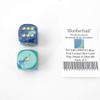 Blue and Teal Gemini Dice with Gold Pips 30mm (1.18in) D6 Pack of 2 Wondertrail view 1