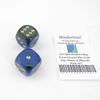 Blue and Green Gemini Dice with Gold Pips 30mm (1.18in) D6 Pack of 2 Wondertrail view 1