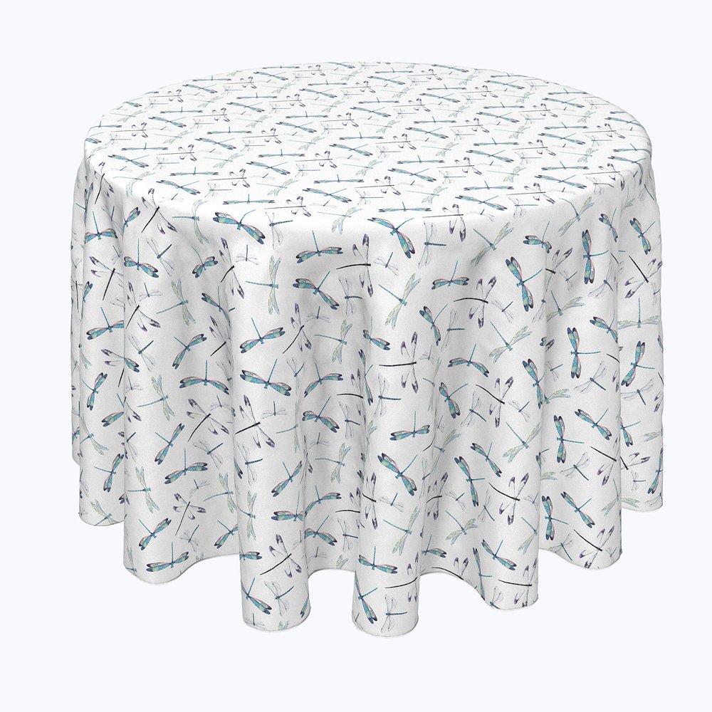 Fabric Textile Products, Machine Washable, 100% Milliken Polyester, Tablecloths, Table Runners, Napkins, & Outdoor Tablecloths, Dragonflies (84" Round)
