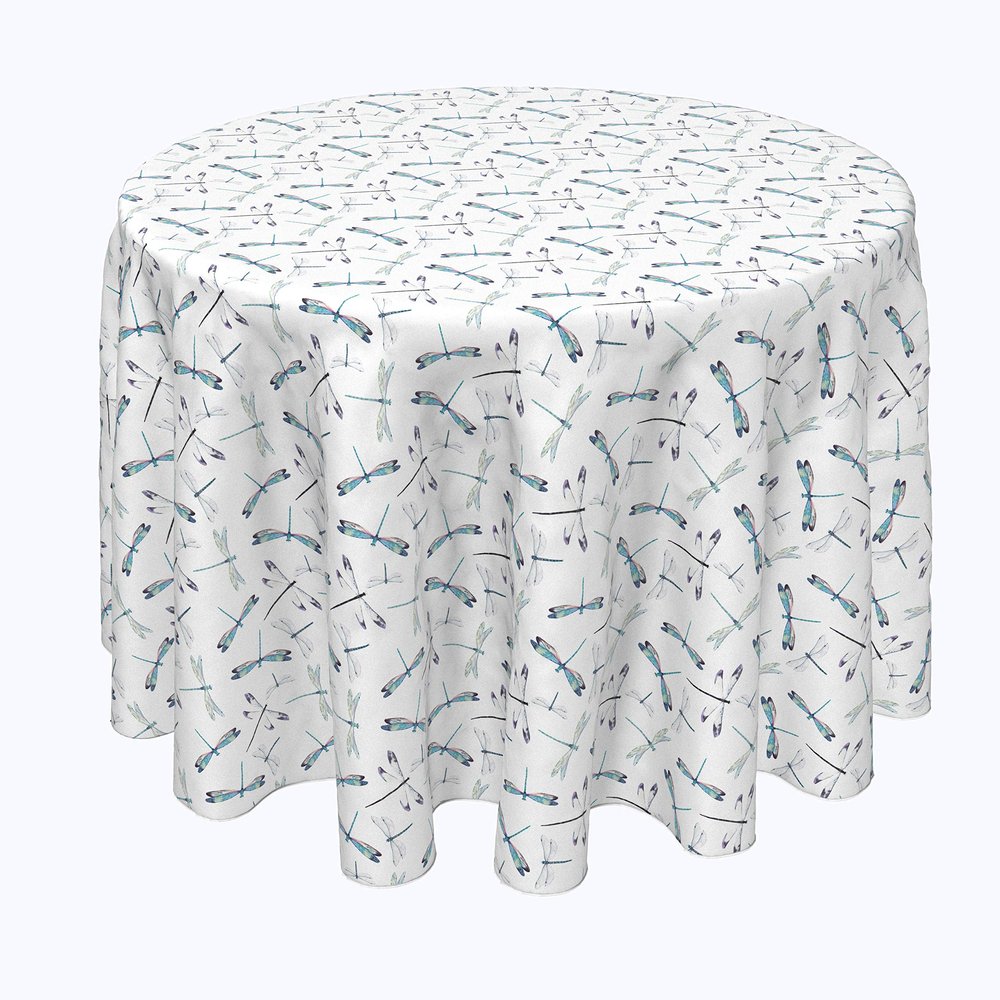 Fabric Textile Products, Machine Washable, 100% Milliken Polyester, Tablecloths, Table Runners, Napkins, & Outdoor Tablecloths, Dragonflies (120" Round)