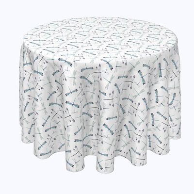 Fabric Textile Products, Machine Washable, 100% Milliken Polyester, Tablecloths, Table Runners, Napkins, & Outdoor Tablecloths, Dragonflies (90" Round)