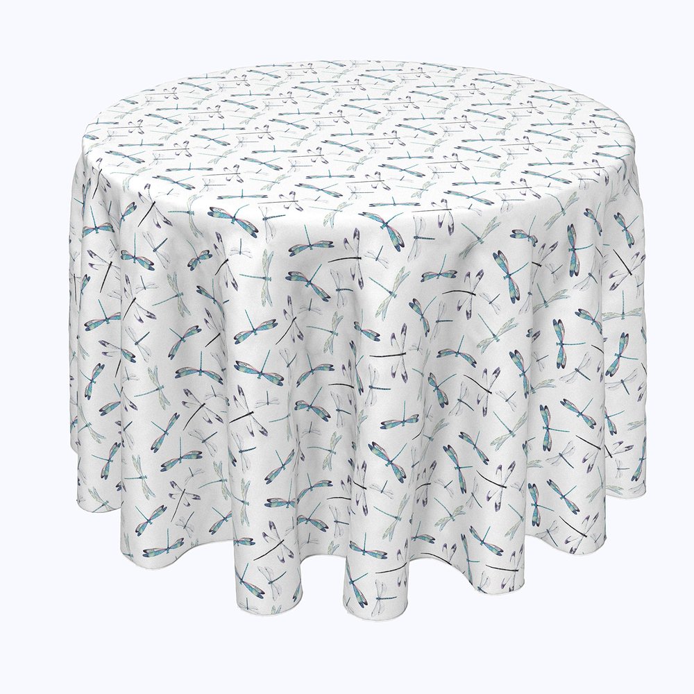 Fabric Textile Products, Machine Washable, 100% Milliken Polyester, Tablecloths, Table Runners, Napkins, & Outdoor Tablecloths, Dragonflies (90" Round)