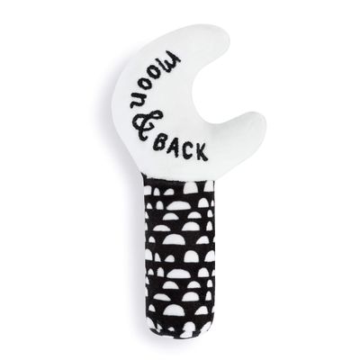 Moon and Back Black White Polka Dot 7 inch Plush Children's Stuffed Activity Rattle Toy