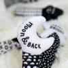 Moon and Back Black White Polka Dot 7 inch Plush Children's Stuffed Activity Rattle Toy view 3