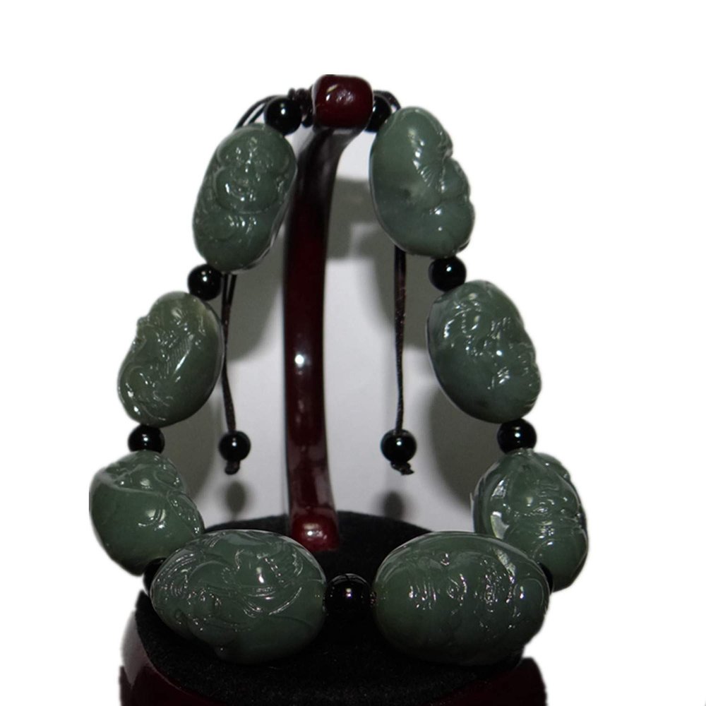 1" China Nature Certified Nature Hetian Nephrite Jade The Eight Immortals Hand Carved Bangle Bracelet 4393