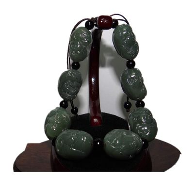 1" China Nature Certified Nature Hetian Nephrite Jade The Eight Immortals Hand Carved Bangle Bracelet 4391