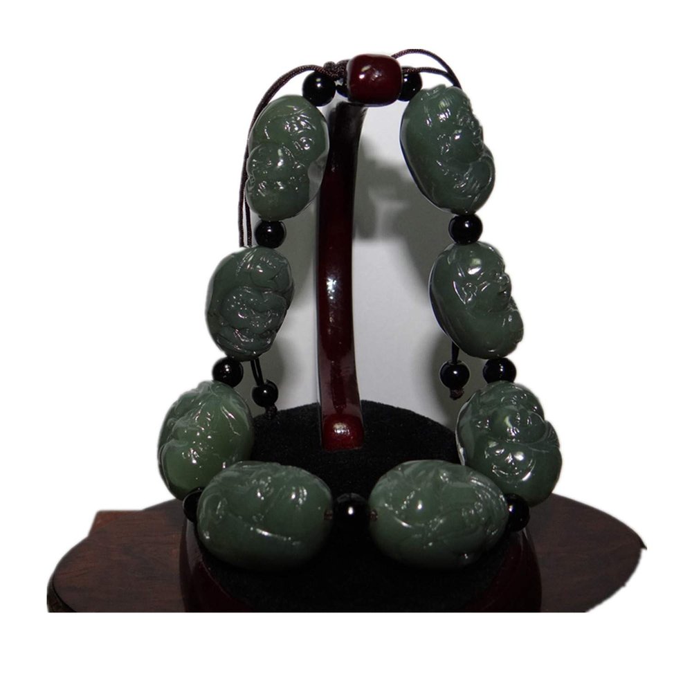 1" China Nature Certified Nature Hetian Nephrite Jade The Eight Immortals Hand Carved Bangle Bracelet 4392