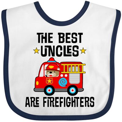 inktastic Best Uncles Are Firefighters Baby Bib White and Navy 3a045