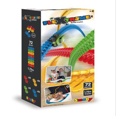 Smoby - FleXtreme - Track Refill - 1.72 m Additional Car Track - 72 Flexible and Adjustable Tracks - 190904, 7600180904WEB