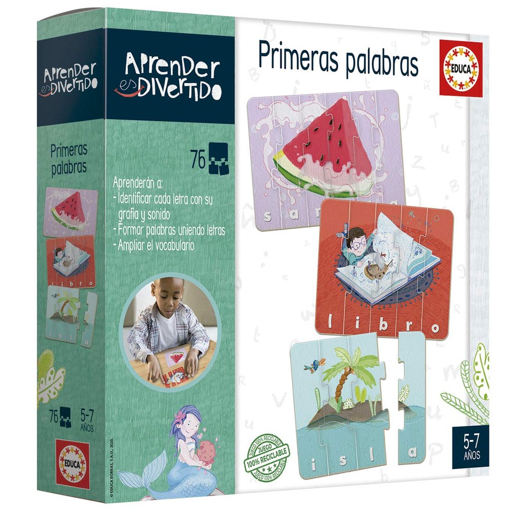 Educa 18697 Learning is Fun: First Words Educational Game for Children, Ages 5+, Multicoloured
