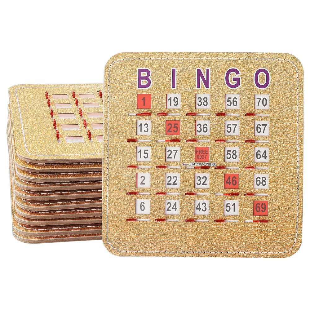 GSE Games & Sports Expert 5Ply Stitched Shutter Bingo Cards, Finger-Tip Shutter Slide Bingo Cards, Easy-Read Large Print Bingo Cardboard with Sliding Windows (10-Pack)