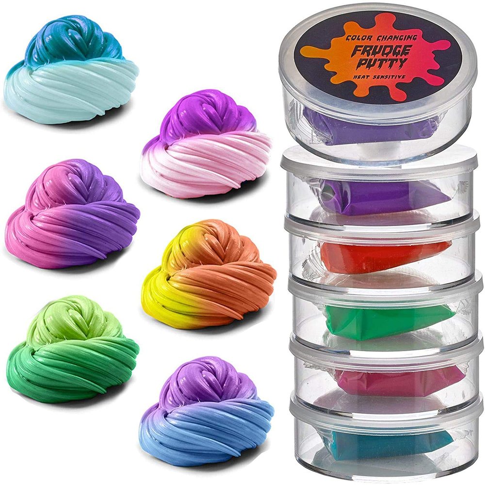 6 Pack Color Changing Frudge Putty Heat Sensitive - Squeeze Craft Mini Slime Putty for Sensory and Tactile Stimulation, Event Prizes, Slime Parties, Educational Game, Fidget Toy, Easter Basket Filler