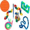Sensory Fidget Toys Set - 10 Pcs Stress Reducer Anxiety Relief Including Genuine Tangle Metallic Fidget Toy, Wooden Fidget Block, Snap N Click Fidget, Snake Cube Puzzle view 1