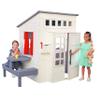 KidKraft Modern Outdoor Wooden Playhouse with Picnic Table, Mailbox and Outdoor Grill, White view 1