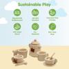 PlanToys Play Kitchen Tea Set Pretend Play Toys - Non-Toxic Wooden Tea Set for Kids and Toddlers view 3
