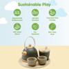 PlanToys Wooden Classic Tea Set for Montessori Inspired Pretend Play | Social Interaction, Communication and Imaginative Role Play | Eco Friendly Wooden Tea Time Set for Creative Learning view 3