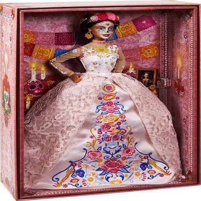 Barbie Signature Dia De Muertos 2020 Doll (12-in Brunette) in Embroidered Lace Dress and Flower Crown, with Certificate of Authenticity