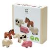 PlanToys Farm Animal Figurines Set - Four Cute Sustainably-Made Wood Pig, Sheep, Cow, and Horse Figures to Stimulate Interactive and Creative Play view 1