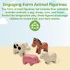 PlanToys Farm Animal Figurines Set - Four Cute Sustainably-Made Wood Pig, Sheep, Cow, and Horse Figures to Stimulate Interactive and Creative Play view 2