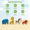 PlanToys Wild Animals Set Wooden Montessori Imaginative and Creative Play Toy | Language, Social Development and Coordination Activity | Eco Friendly Safari Animal Figurine Set view 3