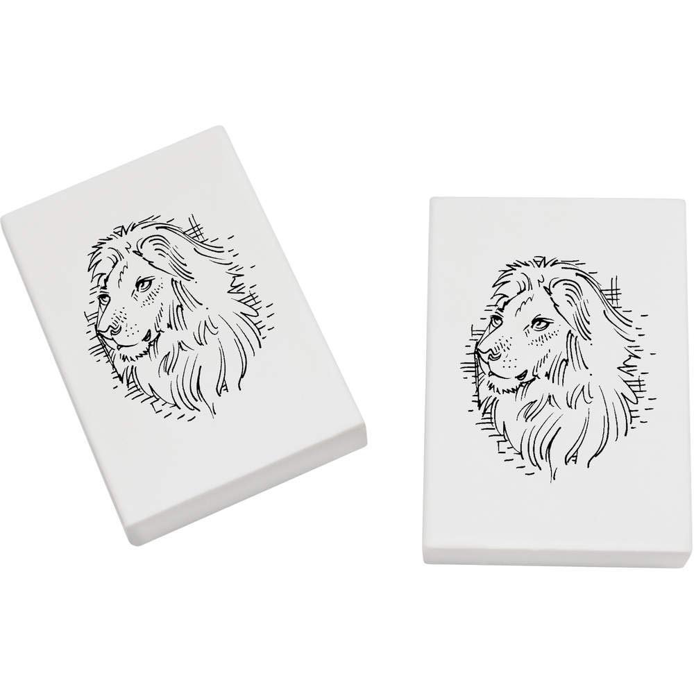 Azeeda 2 x 45mm 'Lion Head' Erasers/Rubbers (ER00022843)