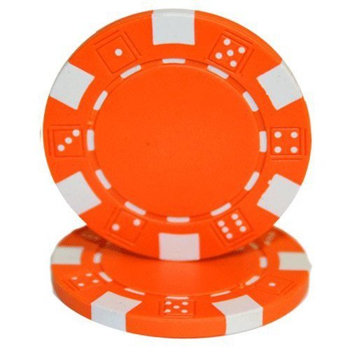 Brybelly Clay Composite Striped Dice 11.5-gram Poker Chips (100-pack) - Blank Non-denominated Poker Chips - Custom Cash Games and Home Casino Poker Nights (Orange)