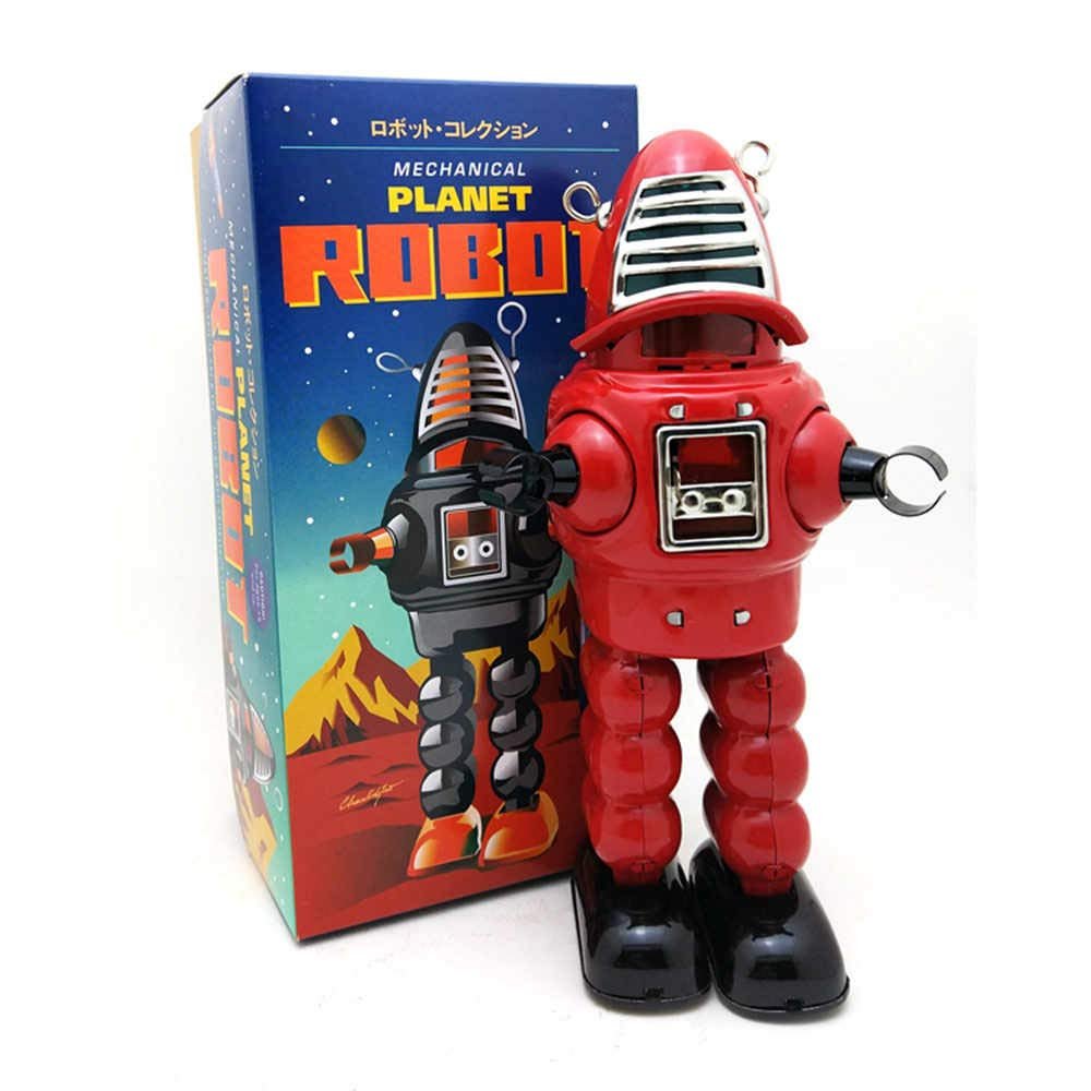 Charmgle Planet Robot Wind-up Toys, Clockwork Walking Alien Toys, Tin Toy for Adult Collection Novelty Gifts Red