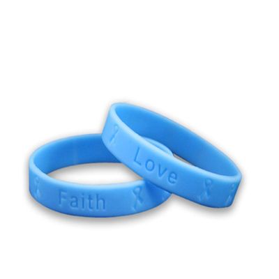 10 Pack Light Blue Silicone Bracelets - Lt Blue Colored Rubber Wristbands for Prostate Cancer, Trisomy 18, Cushings & Graves Disease Awareness & Fundraising