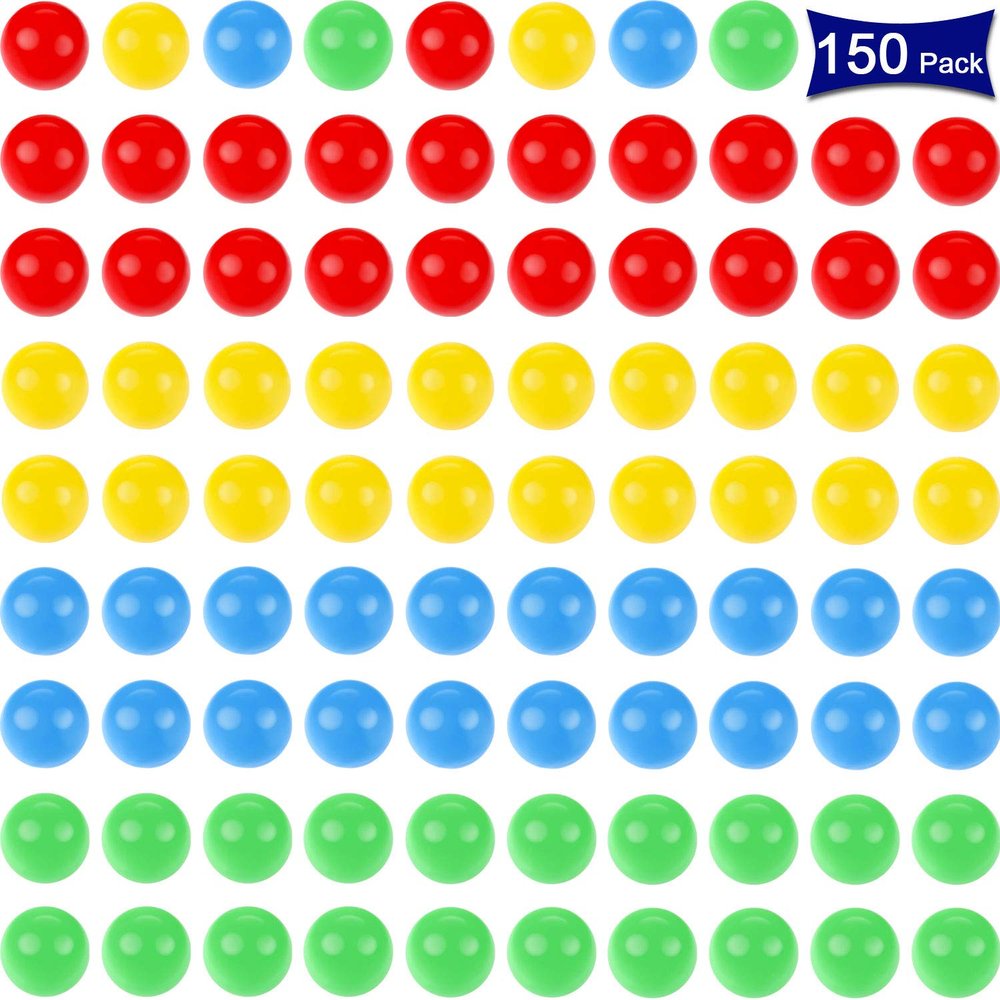 Gejoy 150 Pieces 14.4 mm Game Replacement Marbles Plastic Colored Game Balls Compatible with Hungry Hungry Hippos Greedy Frog