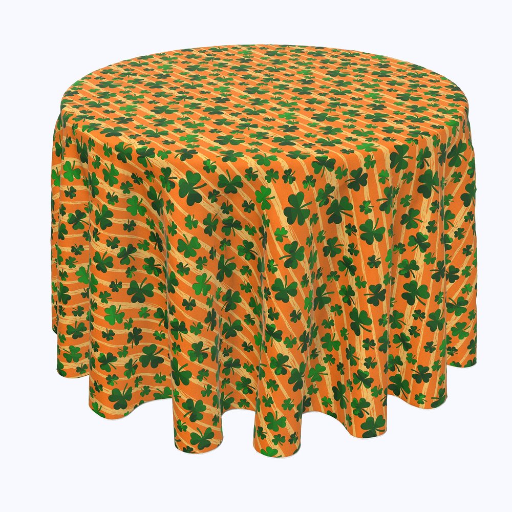 Fabric Textile Products, Machine Washable, 100% Milliken Polyester, Tablecloths, Table Runners, Napkins, & Outdoor Tablecloths, Orange Paint Stroke Celtic Pride (84" Round)