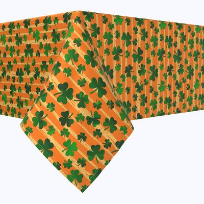 Fabric Textile Products, Machine Washable, 100% Milliken Polyester, Tablecloths, Table Runners, Napkins, & Outdoor Tablecloths, Orange Paint Stroke Celtic Pride (90" x 90")