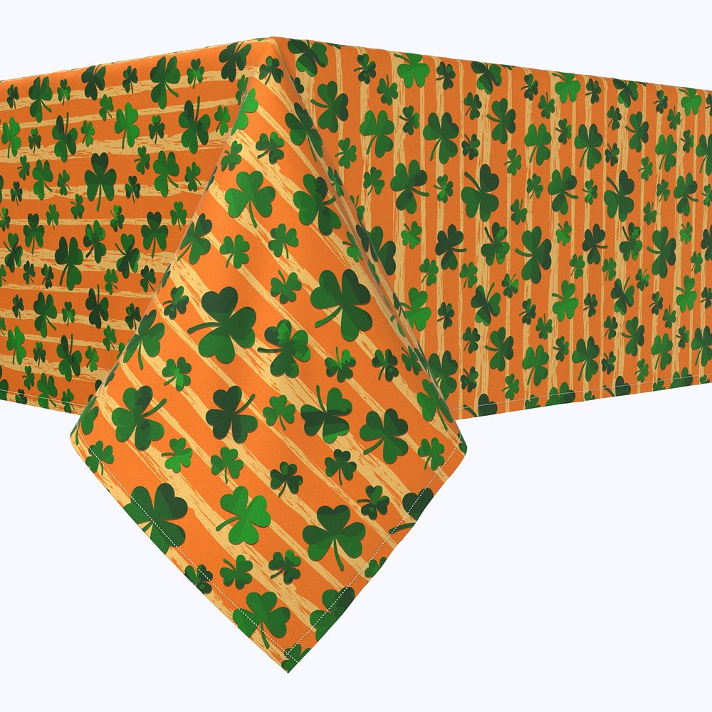 Fabric Textile Products, Machine Washable, 100% Milliken Polyester, Tablecloths, Table Runners, Napkins, & Outdoor Tablecloths, Orange Paint Stroke Celtic Pride (90" x 90")