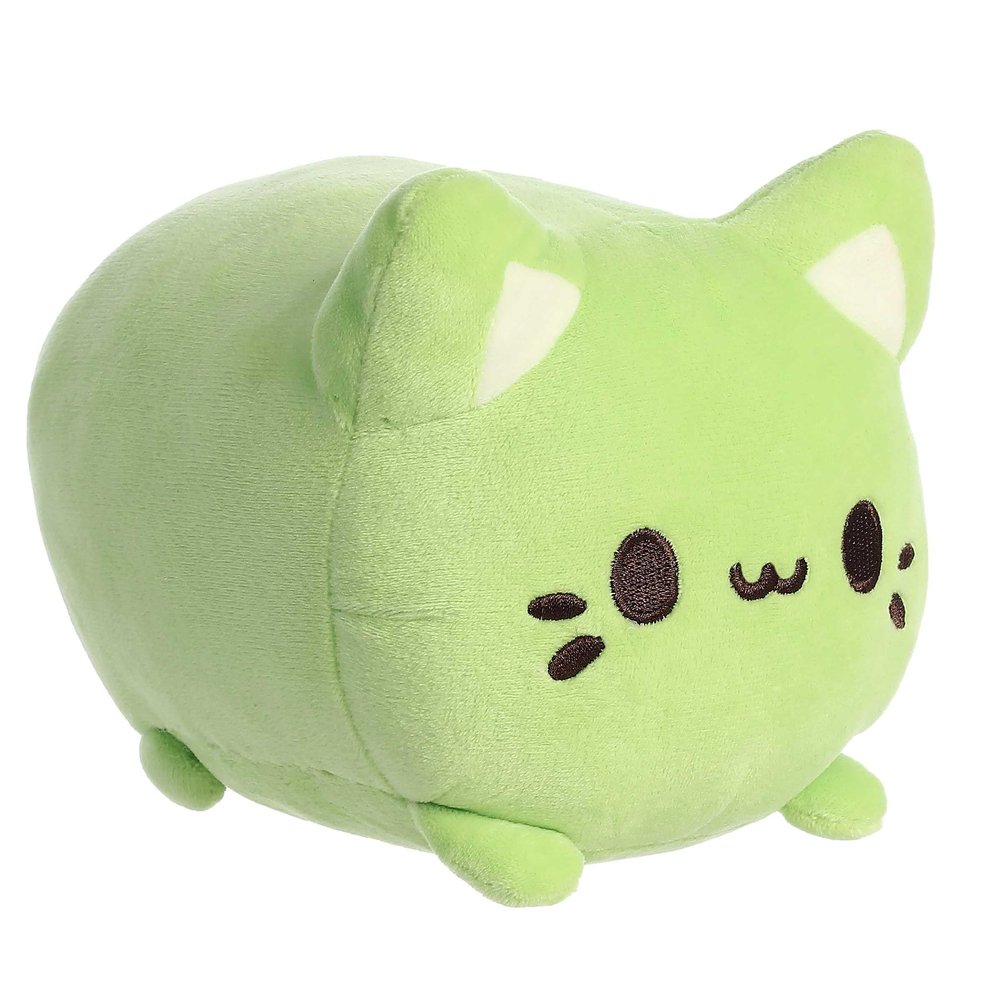 Aurora Enchanting Tasty Peach Green Tea Meowchi Stuffed Animal - Bright & Colorful Design for Room Decor - Perfect for Adults, Kids, and Birthdays - Green 7 Inches