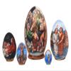 Golden Cockerel Life of Christ Nesting Egg 5"/5pc Stacking Doll Matryoshka Made in Russia Easter Sunday Babushka view 1