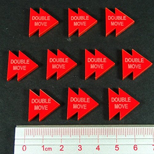 LITKO Double Move Command Token Set | Gaming Aid Pieces | Compatible with Flames of War, Bolt Action, Axis & Allies | WH40K | Napoleonic | Ancients | 10 Pack (Red)