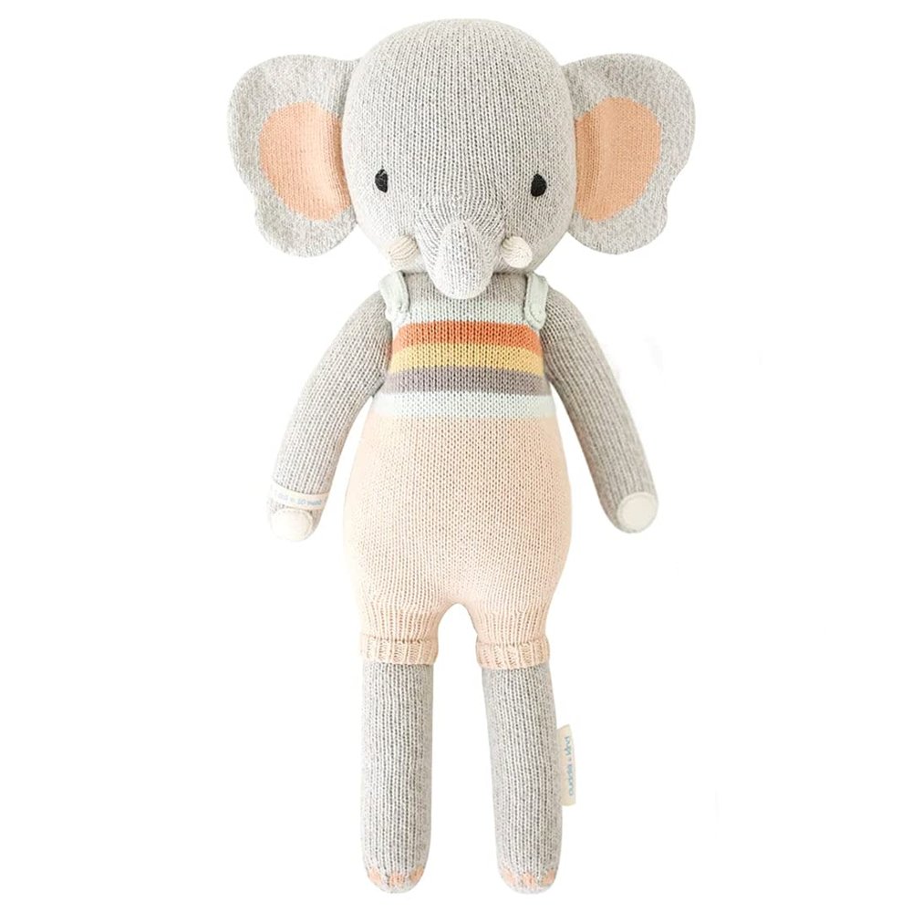 cuddle + kind Evan The Elephant Regular 20" Hand-Knit Doll 1 Doll = 10 Meals, Fair Trade, Heirloom Quality, Handcrafted in Peru, 100% Cotton Yarn