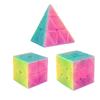 Speed Cube Set 3 Pack Cube Bundle 2x2 Speed Cube 3 By 3 Cube Puzzle 3x3 Pyramid Triangle Cube Bundle Hand Puzzles Toys for Kids and Adults By AHYUAN (Jelly) view 1