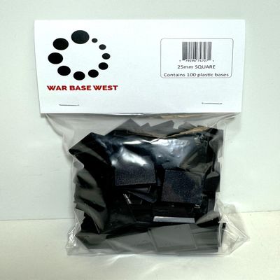25mm Square Bases, 100-pack, Used for Age of Sigmar & Warhammer Fantasy Saurus Orc Chaos Wargame Bitz