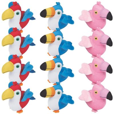Fun Express Tropical Bird Plush - Toys - 12 Pieces