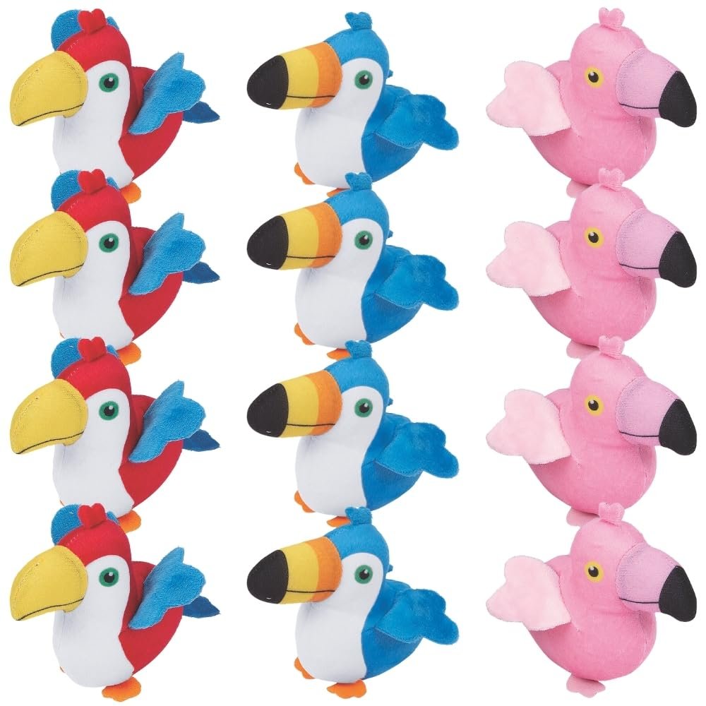 Fun Express Tropical Bird Plush - Toys - 12 Pieces