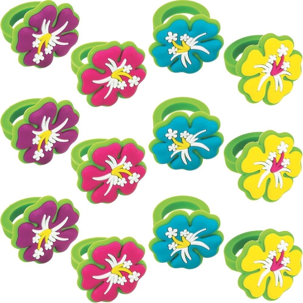 Fun Express HIBISCUS RINGS - Jewelry - 12 Pieces