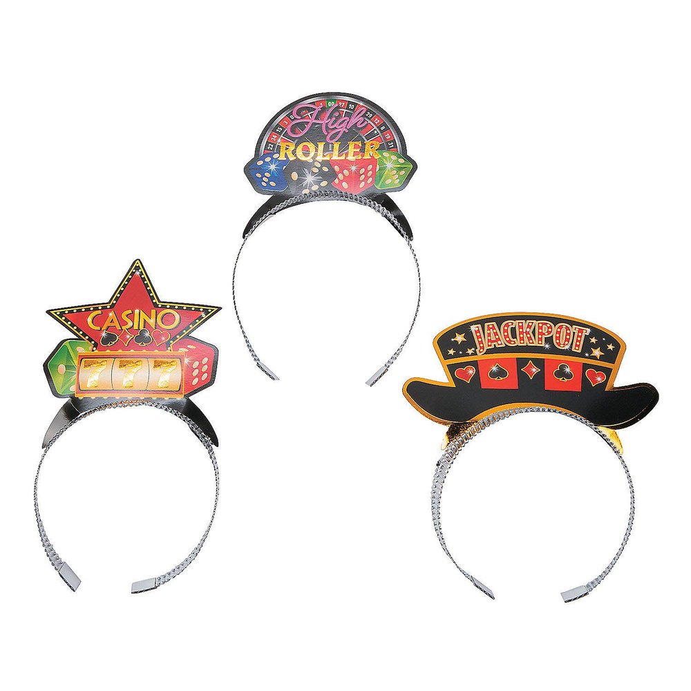 Fun Express Casino Night Headbands - Apparel Accessories - 12 Pieces