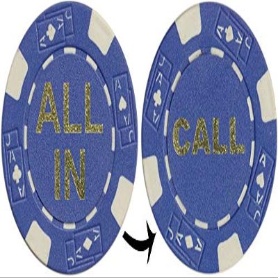 Spinettis 10 Texas Holdem Call/All In Poker Chips - Casino Composite Chips - 10 Blue CALL/ALL INN Poker Chips - Ages Teen, Adult